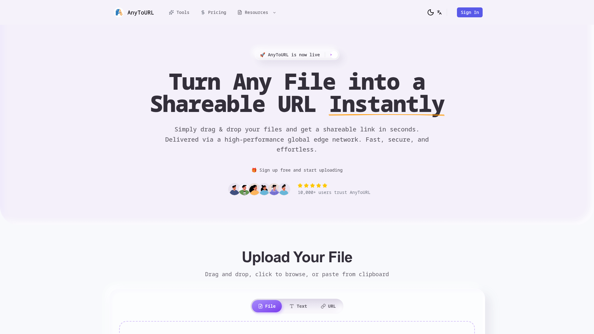 Any to URL screenshot